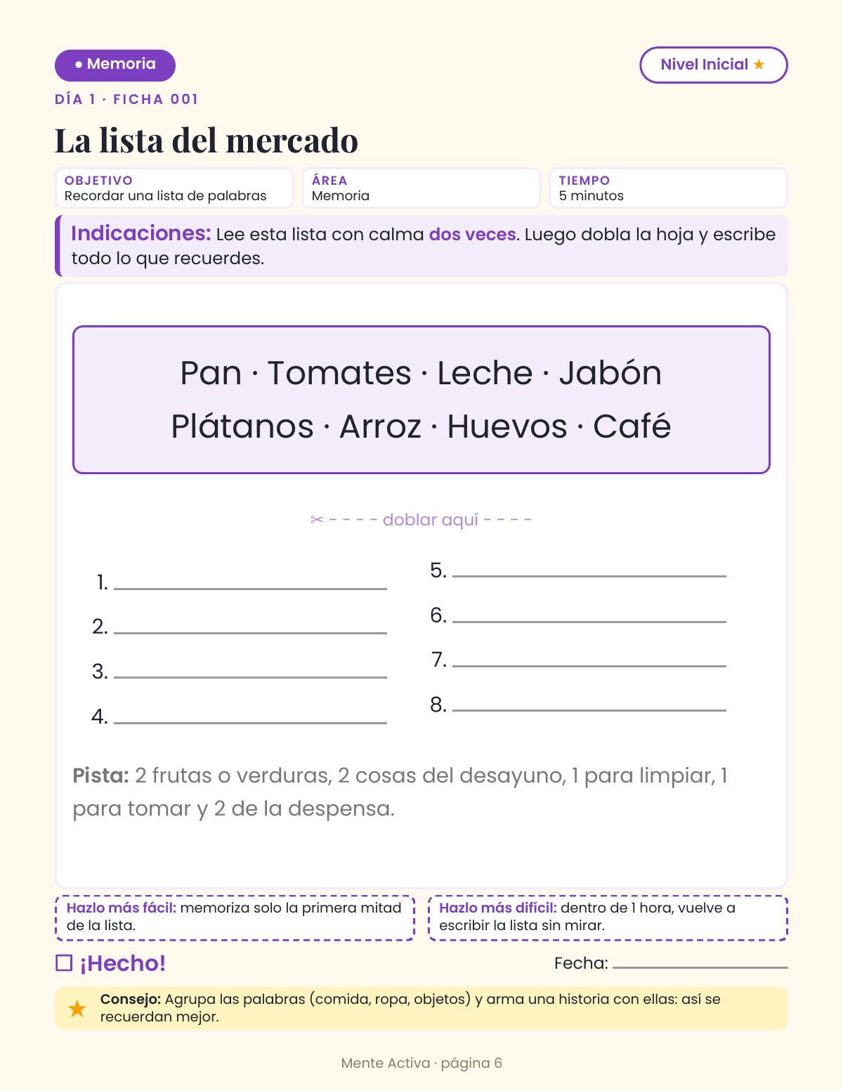 Ficha La lista del mercado